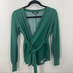 The North Face Green Wrap tie waist v-neck  top Small